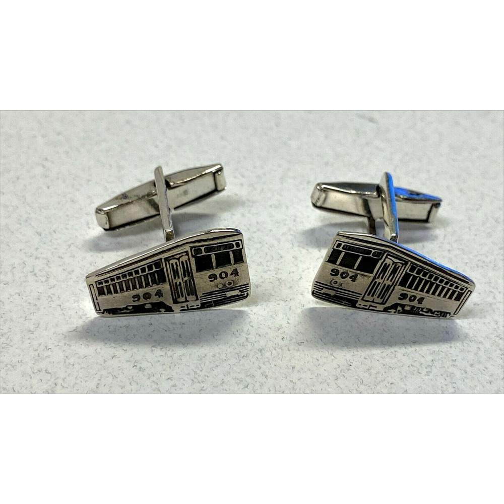STERLING SILVER CUFFLINKS New Orleans STREETCAR LG128CL